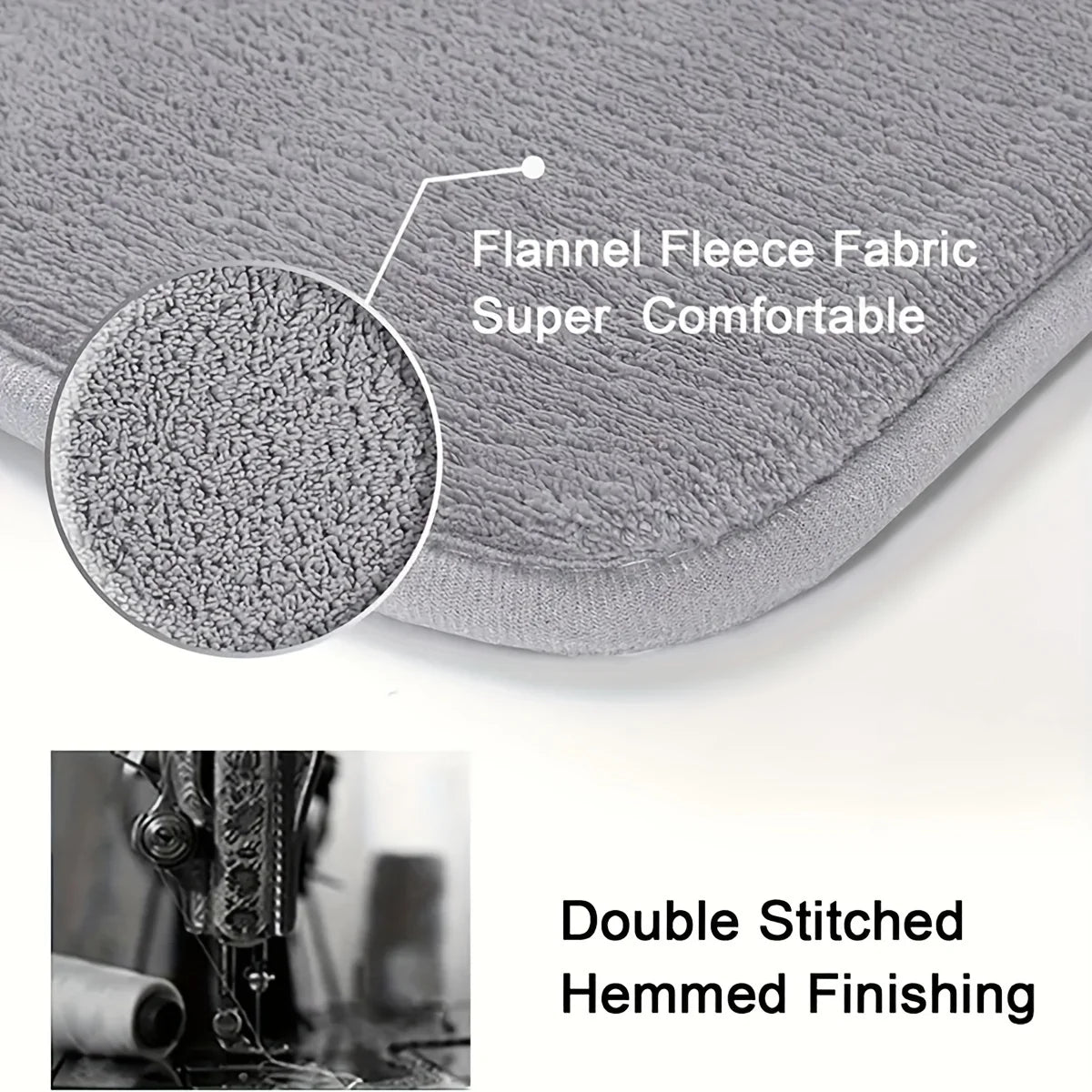 Square Kitchen Mat Soft Plush Flannel Rug Water Absorbent Non Slip Floor Carpet for Bathroom