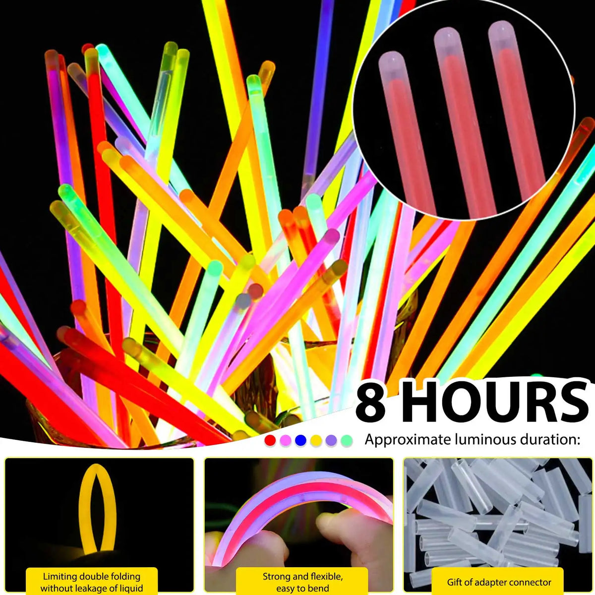 200Pcs Glow in The Dark Party Supplie Pack,Light Up Party Favors Birthda,Glow Party Supplies Led Birthday Party,Neon Party Supplies,Glow Sticks for Wedding,Glow in The Dark Necklaces Party,Glow Sticks Party Pack,Fluorescence