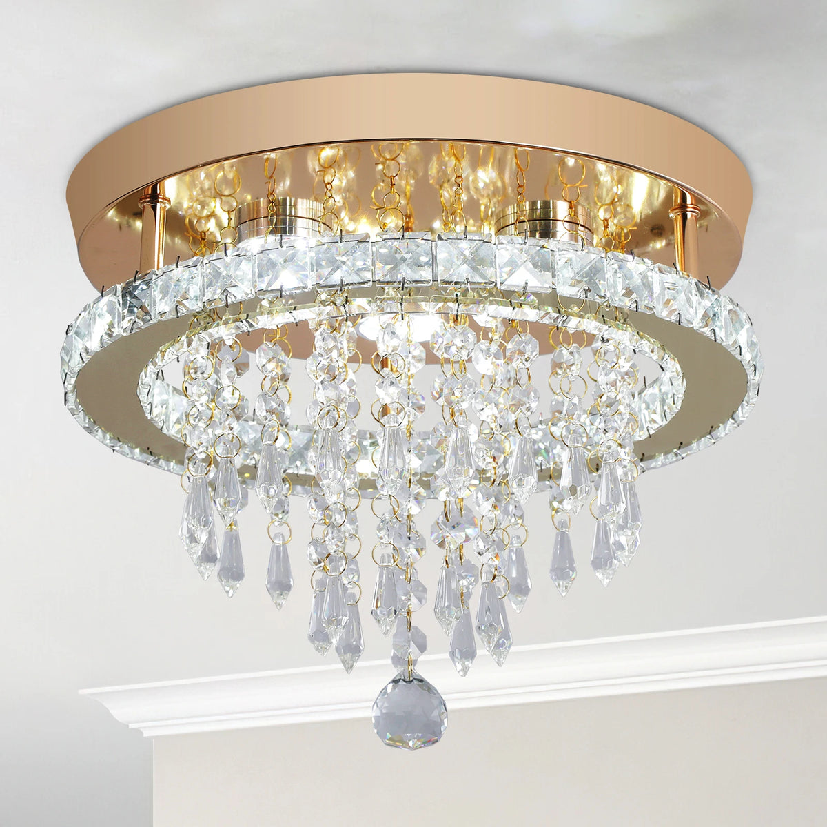 GreeLustr Luxury Crystal Chandelier Lustre Design Gold Modern Led Ceiling Light Living Room Bedroom Hanging Lamp Lighting