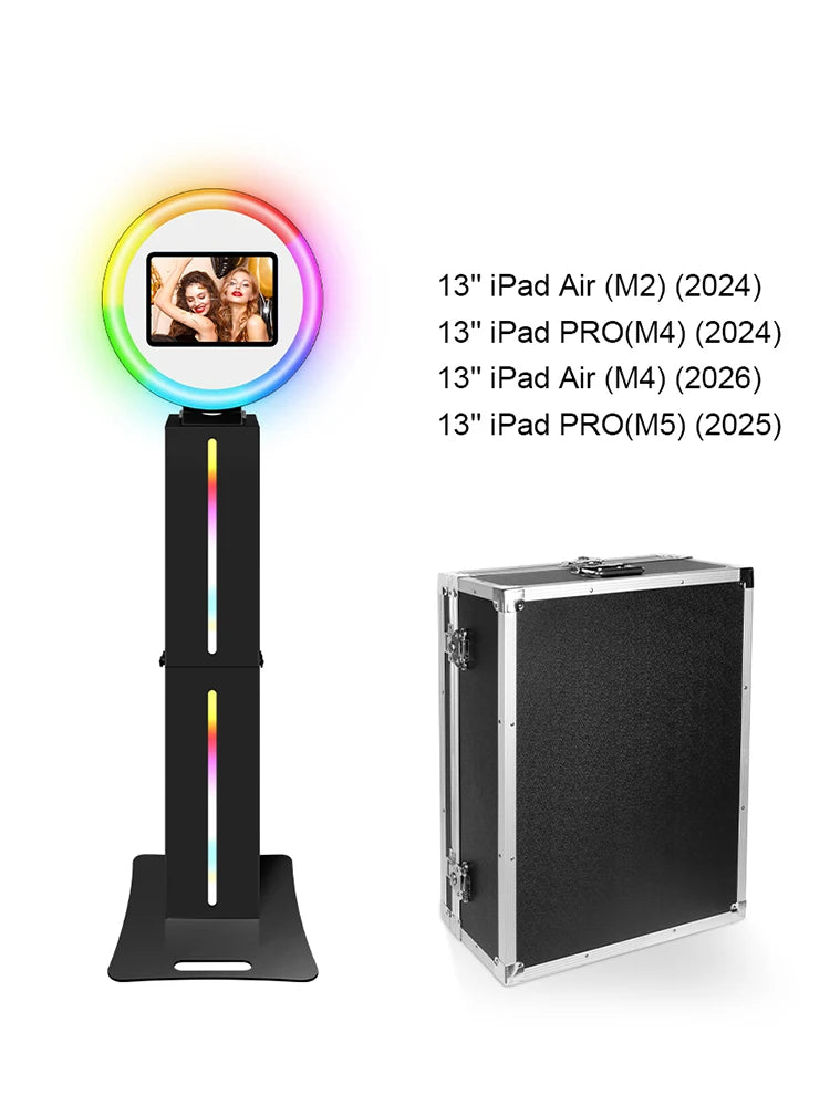 iPad Photo Booth Kit with Flight Case 10.5 11 12.9 13 inch iPad Pro Photobooth Black Selfie Kiosk Wedding Party