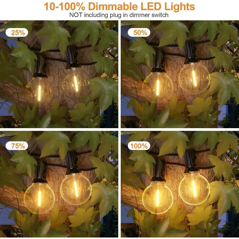 Outdoor Solar String Lights, 64FT G40 Bulbs Shatterproof Patio Lights, Waterproof Dimmable Hanging Outdoor Lights, Connectable LED Outside Lights for Backyard Yard Gazebo Porch Party