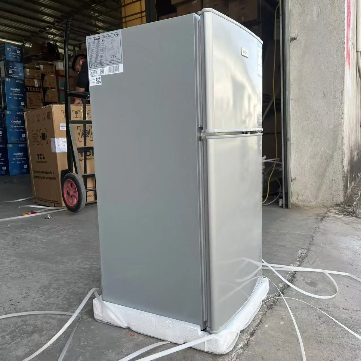 98L Double Door Fridge Mini Bar for Hotel Rooms Household Kitchen Appliances Direct Cooling Top Freezer Small Refrigerator