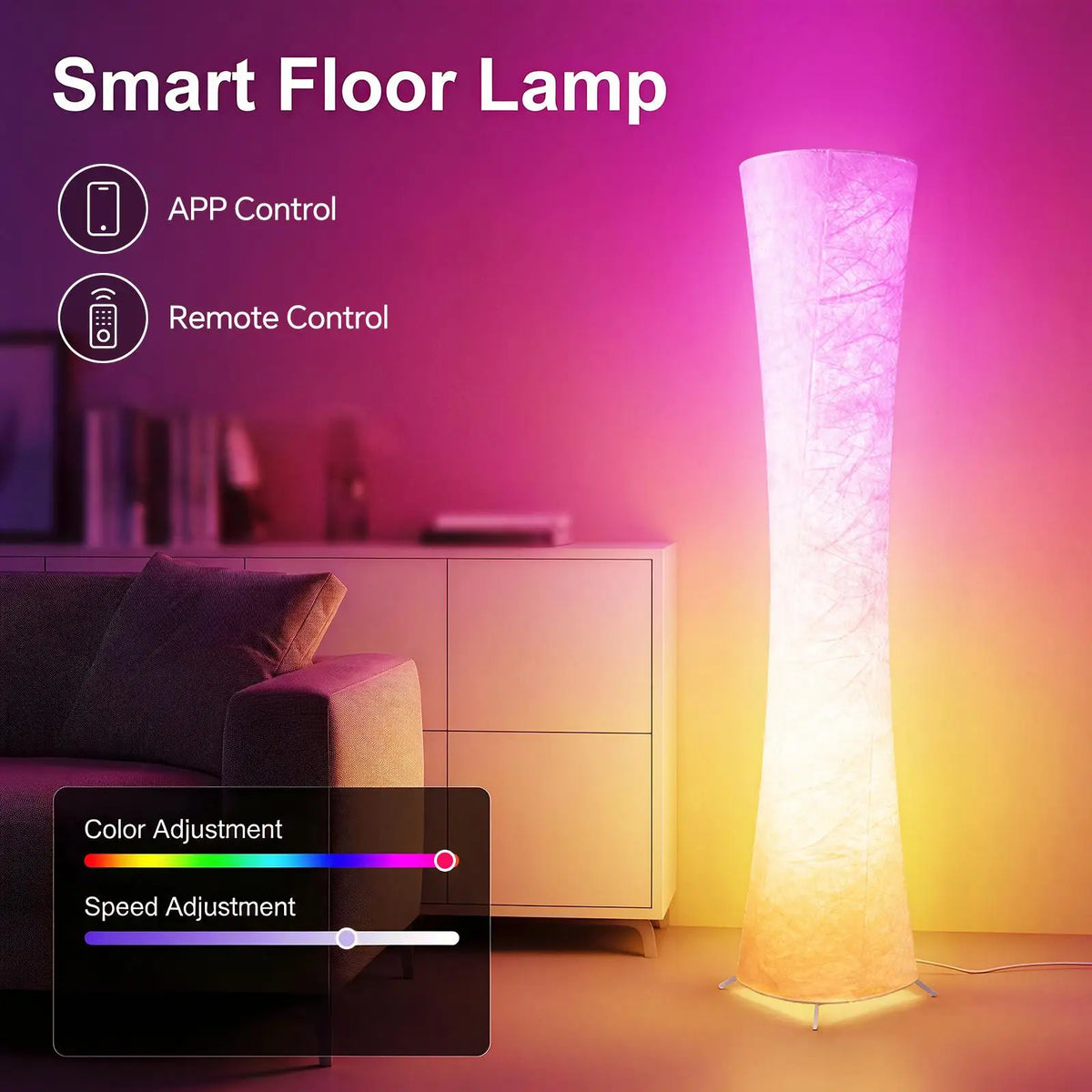 1pc Round Smart Floor Lamp, Modern RGB Corner Lamp with Tyvek Fabric, Music Sync, Remote Control, LED Floor Lamp for Living Room, Bedroom & Office Decor, Holiday Birthday Gift, Christmas Decoration