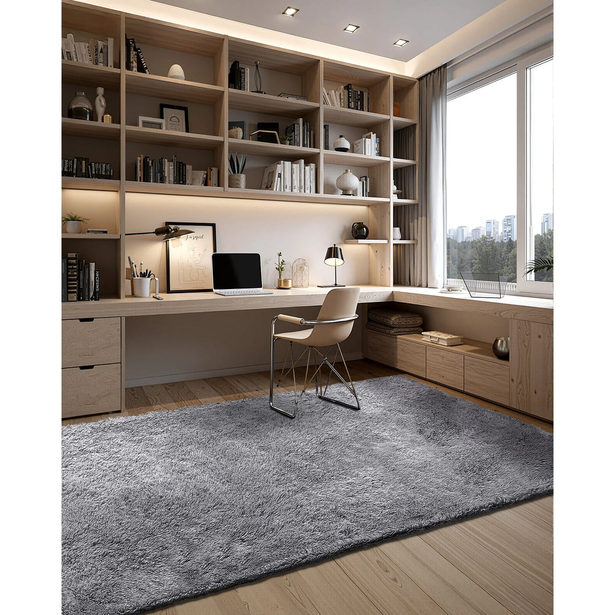 SucceBuy Indoor Plush Area Rugs 8 x 10 ft Soft Plush Carpet Furry Shag Area Rugs for Living Room Bedroom Non-Shedding Non-Woven
