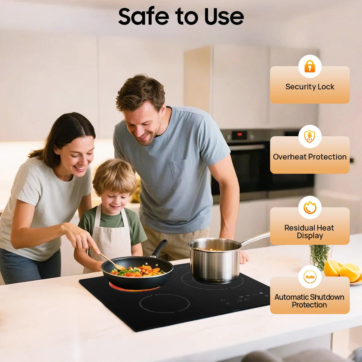 2600W Electric Ceramic Cooktop, Portable 3 Burners Built-in Cooktop, Sensor Touch Control Countertop, Electric Hot Plate with Kid Safety Lock and Timer (no plug)