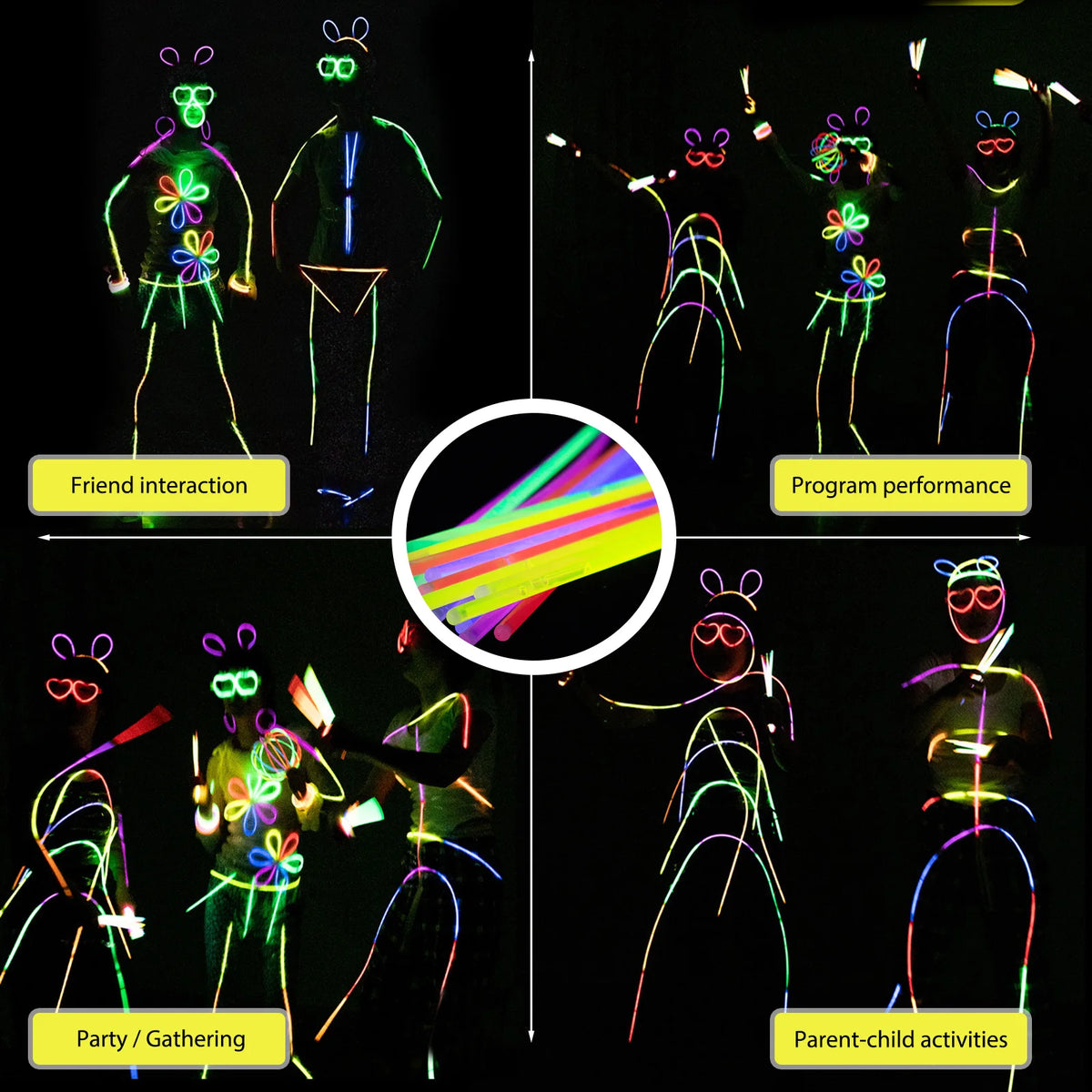 200Pcs Glow in The Dark Party Supplie Pack,Light Up Party Favors Birthda,Glow Party Supplies Led Birthday Party,Neon Party Supplies,Glow Sticks for Wedding,Glow in The Dark Necklaces Party,Glow Sticks Party Pack,Fluorescence