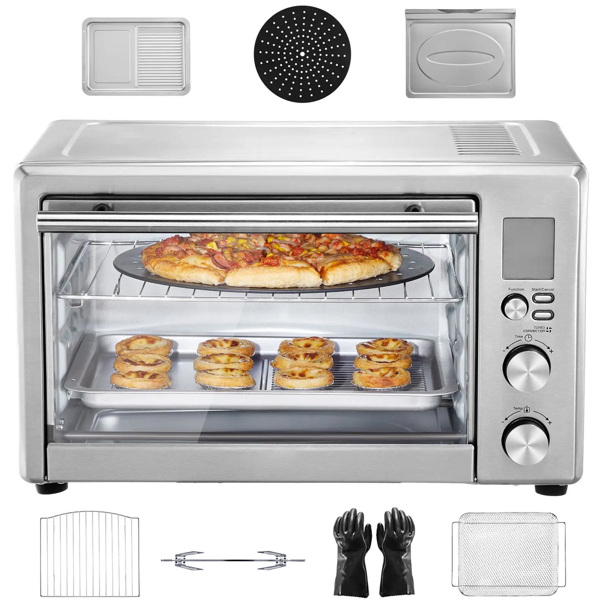 13-IN-1 Air Fryer Toaster Oven, 28L/29.6Qt Convection Oven, 1800W 2-Tier Toaster Ovens Countertop Combo with Wire Racks, Pizza