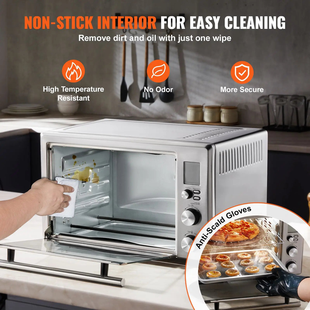 13-IN-1 Air Fryer Toaster Oven, 28L/29.6Qt Convection Oven, 1800W 2-Tier Toaster Ovens Countertop Combo with Wire Racks, Pizza