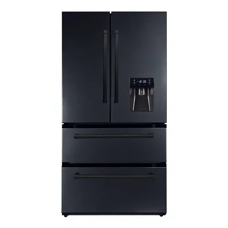 French-style 4-door Stainless Steel Frost-Free Electric Refrigerator with Direct Cooling and Water Dispenser