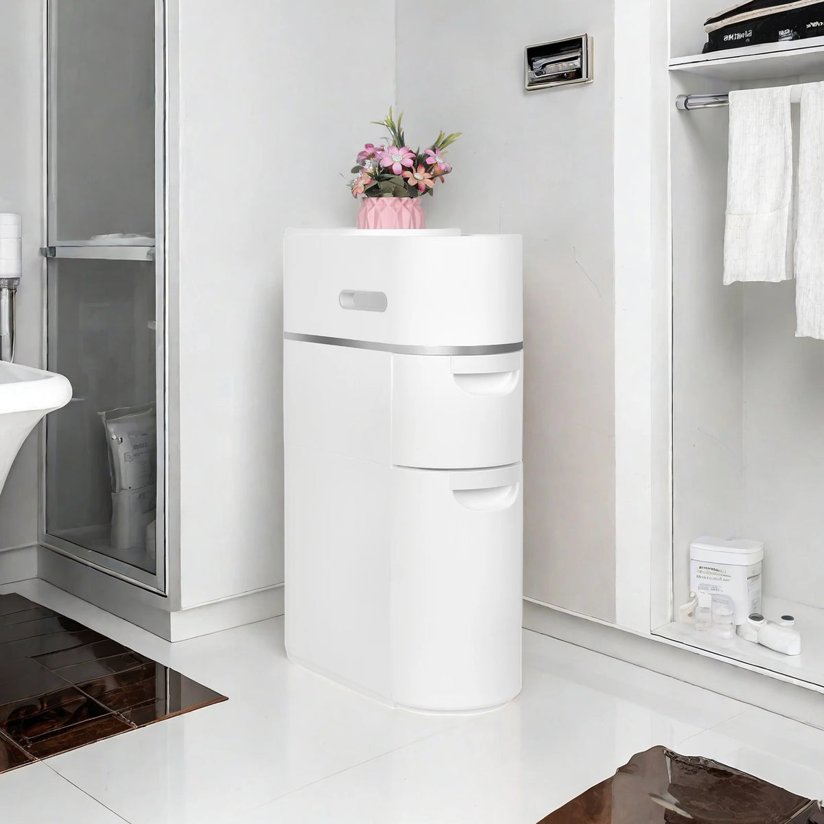 Tiers Narrow Storage Cabinet Waterproof Plastic Storage Cabinet Large Capacity Slim Bathroom Storage Cabinet Bedroom Accessories