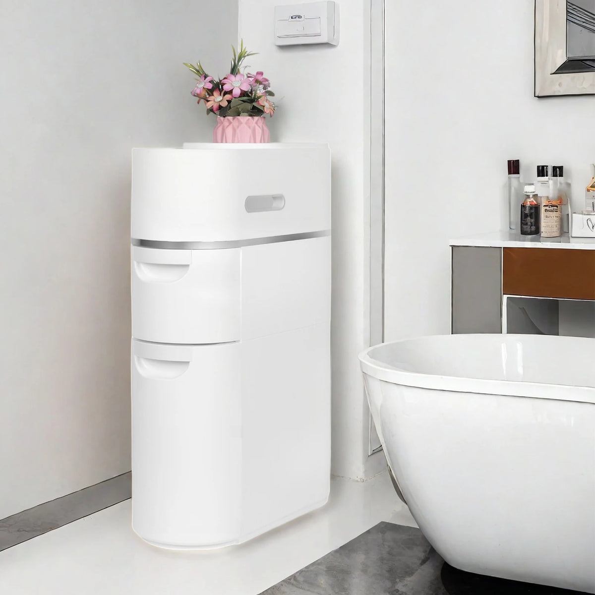 Tiers Narrow Storage Cabinet Waterproof Plastic Storage Cabinet Large Capacity Slim Bathroom Storage Cabinet Bedroom Accessories