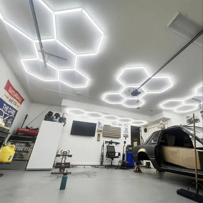 25 Pack Hexagon LED Garage Light - 26400LM Super Bright Ceiling LED Shop Light - Updated Bigger Size for Warehouse Workshop Gym