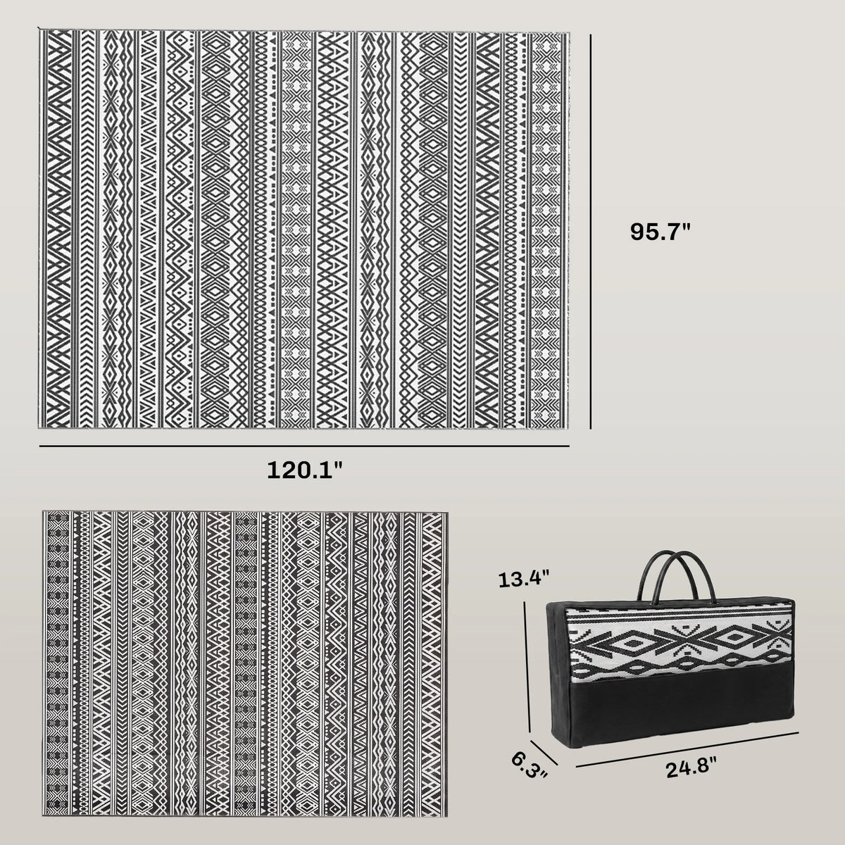 Outdoor Rug Carpet with USB Lights 10' x 8'