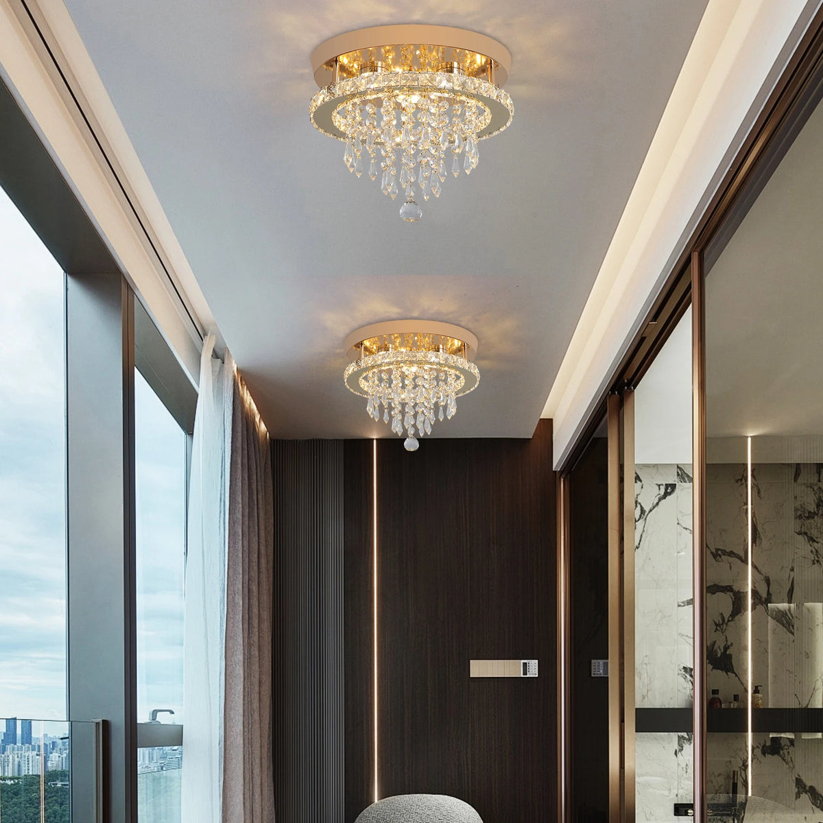 GreeLustr Luxury Crystal Chandelier Lustre Design Gold Modern Led Ceiling Light Living Room Bedroom Hanging Lamp Lighting