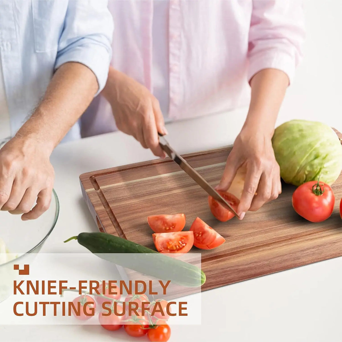 Acacia Wood Cutting Board, Chopping Board with Juice Groove Thick Solid Wood | Professional Butcher Block | Deep Juice Groove | Heavy Duty Construction