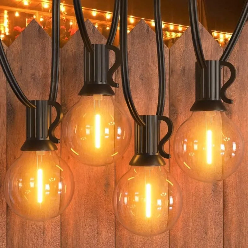 Outdoor Solar String Lights, 64FT G40 Bulbs Shatterproof Patio Lights, Waterproof Dimmable Hanging Outdoor Lights, Connectable LED Outside Lights for Backyard Yard Gazebo Porch Party