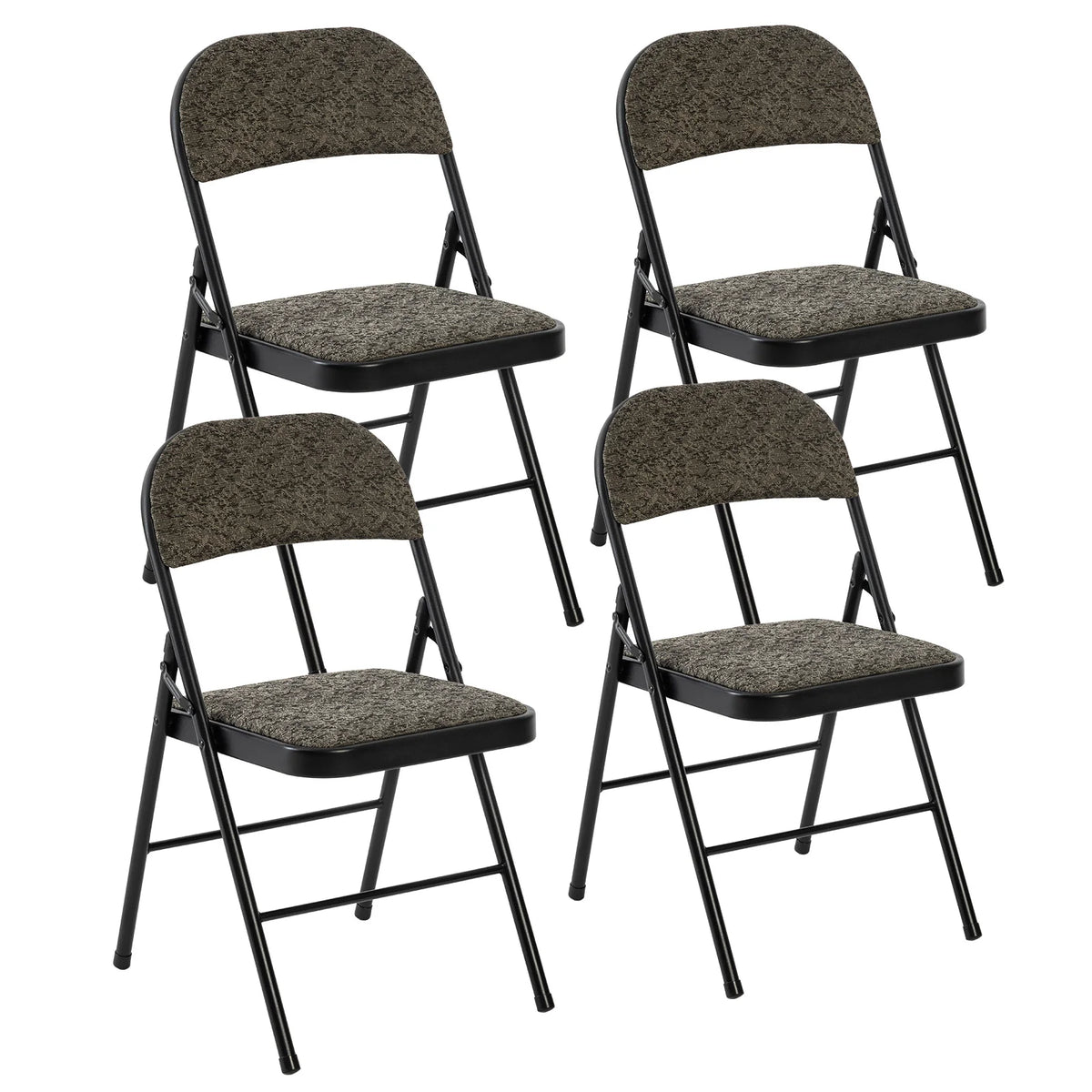 MCQ 4 Pack Foldable Fabric Padded Cushion Office Chair Ergonomic Metal Frame Soft Cushion Lumbar Support Heavy Capacity 330LB For Home Office