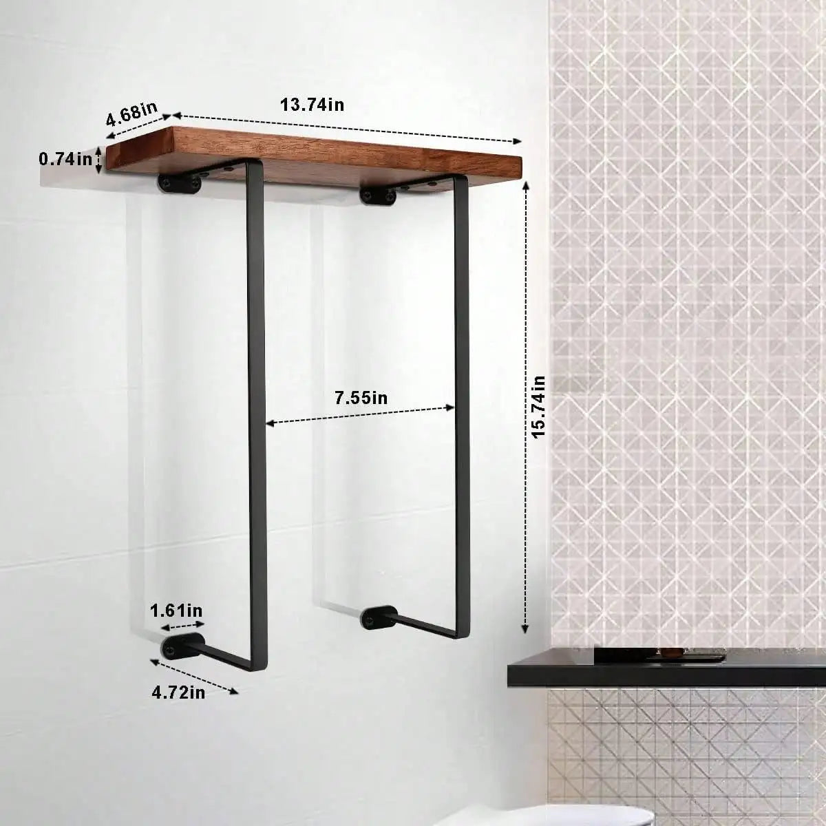 Wall Mounted Towel Rack for Bathroom, Black Minimalist Towel Storage Organizer with Shelf, Space Saving Wall Towel Holder for Large Bath Towels, Hand Towels, Spa, Salon, RV