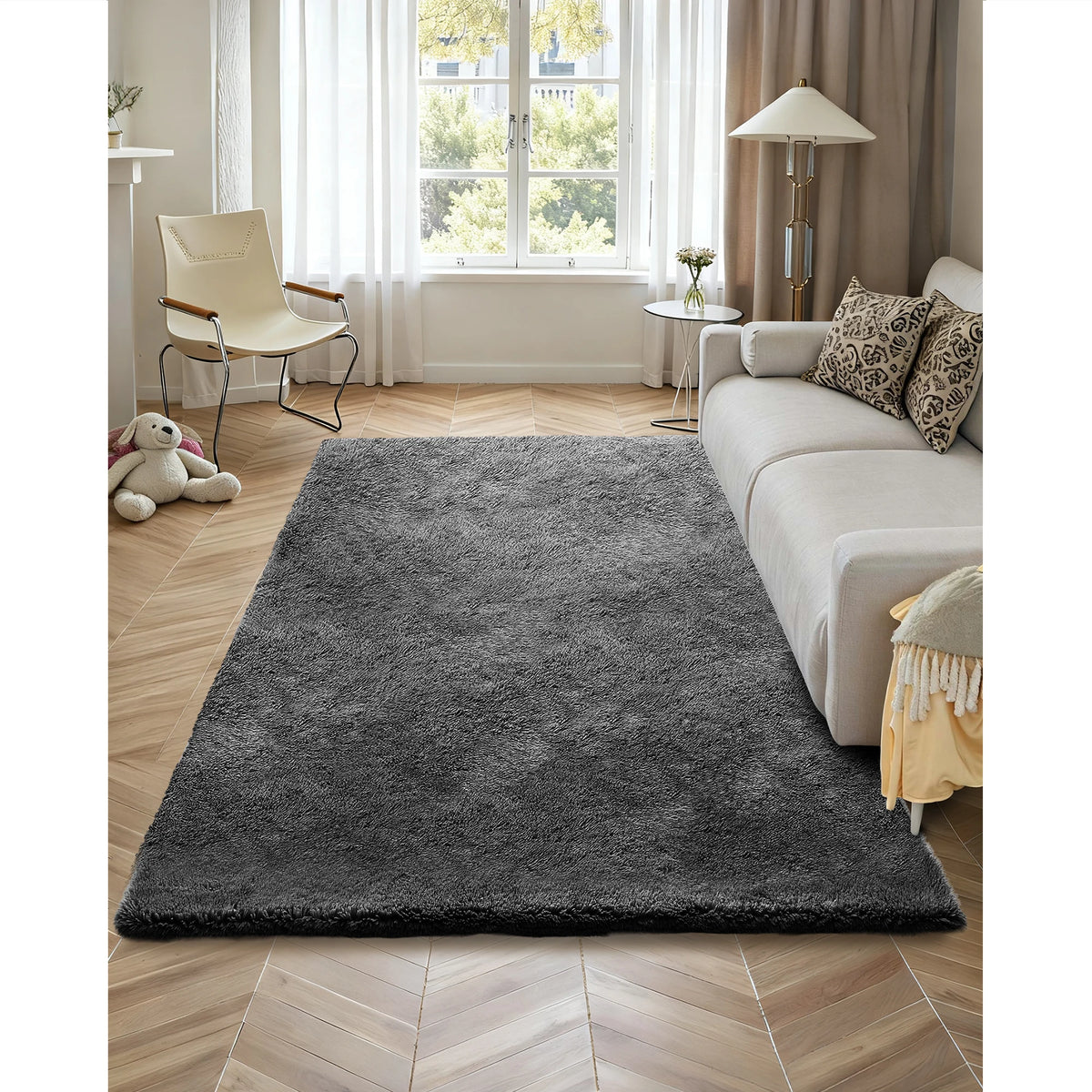 SucceBuy Indoor Plush Area Rugs 5 x 8/6 x 9 ft Soft Plush Carpet Furry Shag Area Rugs for Bedroom Modern Home Decor Aesthetic