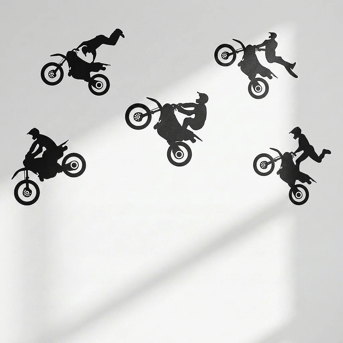 Zoyiancy Dirt Bike Motocross Wall Decal, Black Vinyl Motorcycle Silhouette Sticker Set For Bedroom, Garage Or Party Backdrop