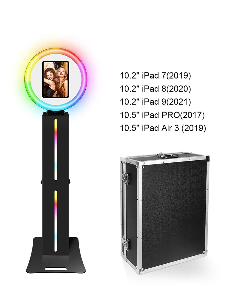 iPad Photo Booth Kit with Flight Case 10.5 11 12.9 13 inch iPad Pro Photobooth Black Selfie Kiosk Wedding Party