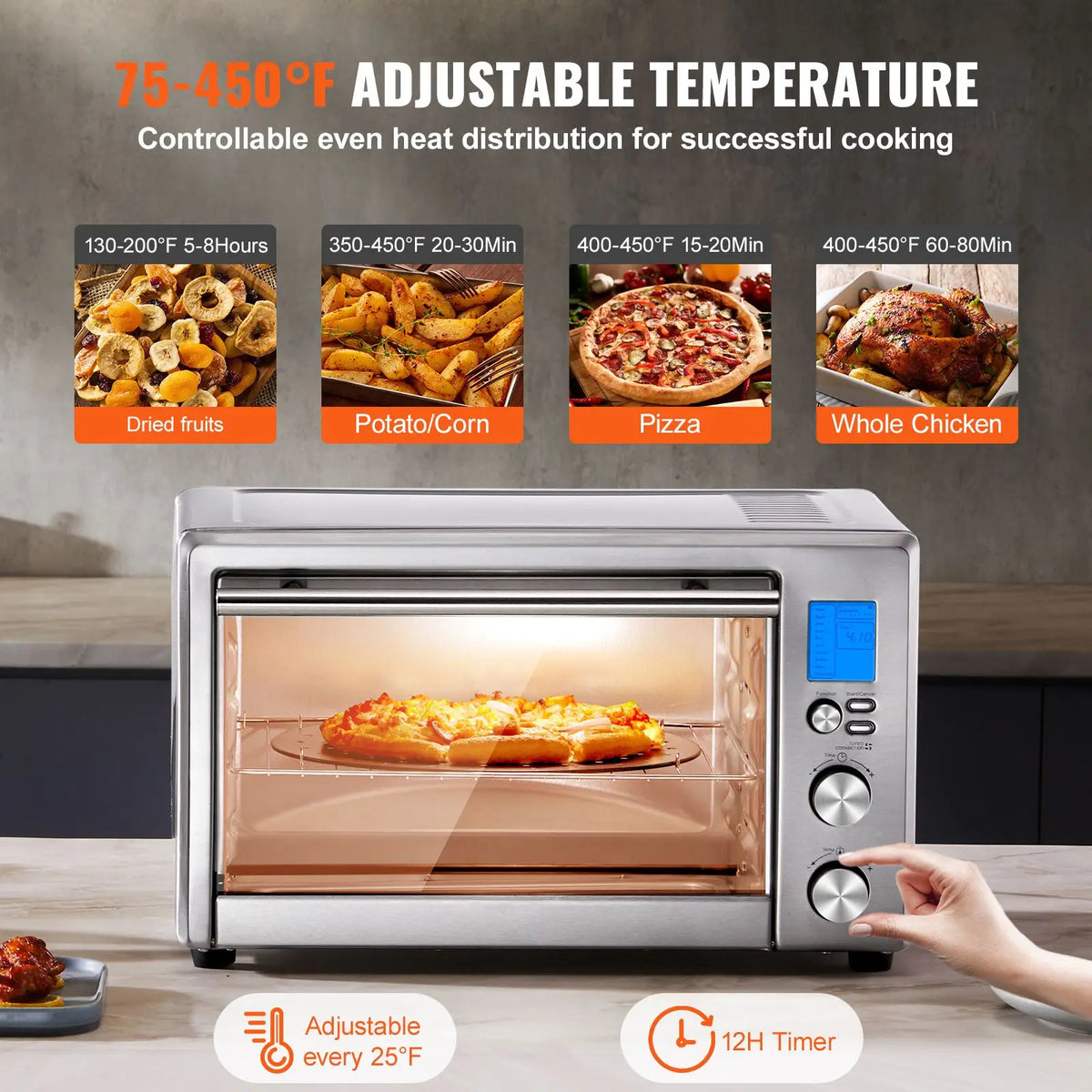 13-IN-1 Air Fryer Toaster Oven, 28L/29.6Qt Convection Oven, 1800W 2-Tier Toaster Ovens Countertop Combo with Wire Racks, Pizza