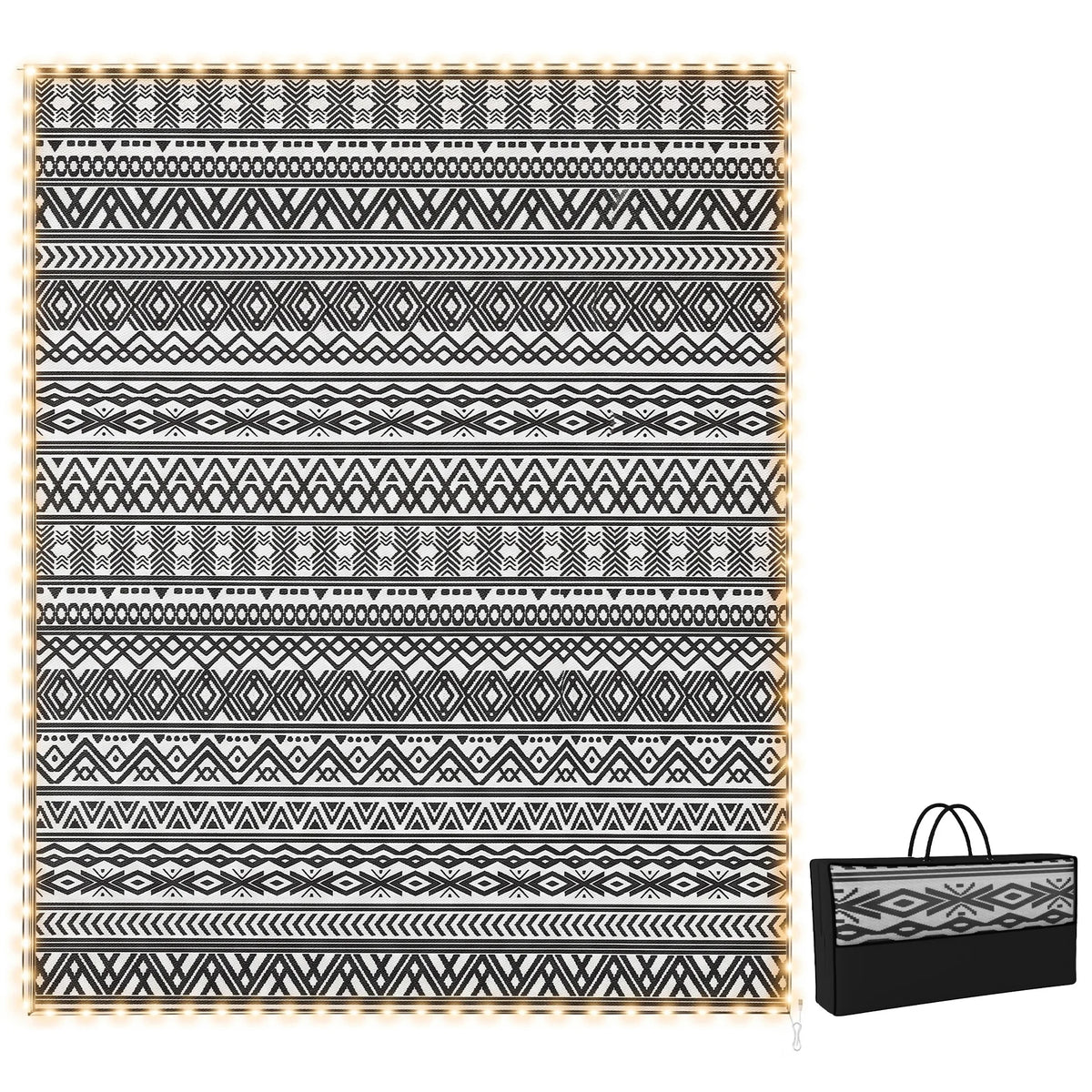 Outdoor Rug Carpet with USB Lights 10' x 8'