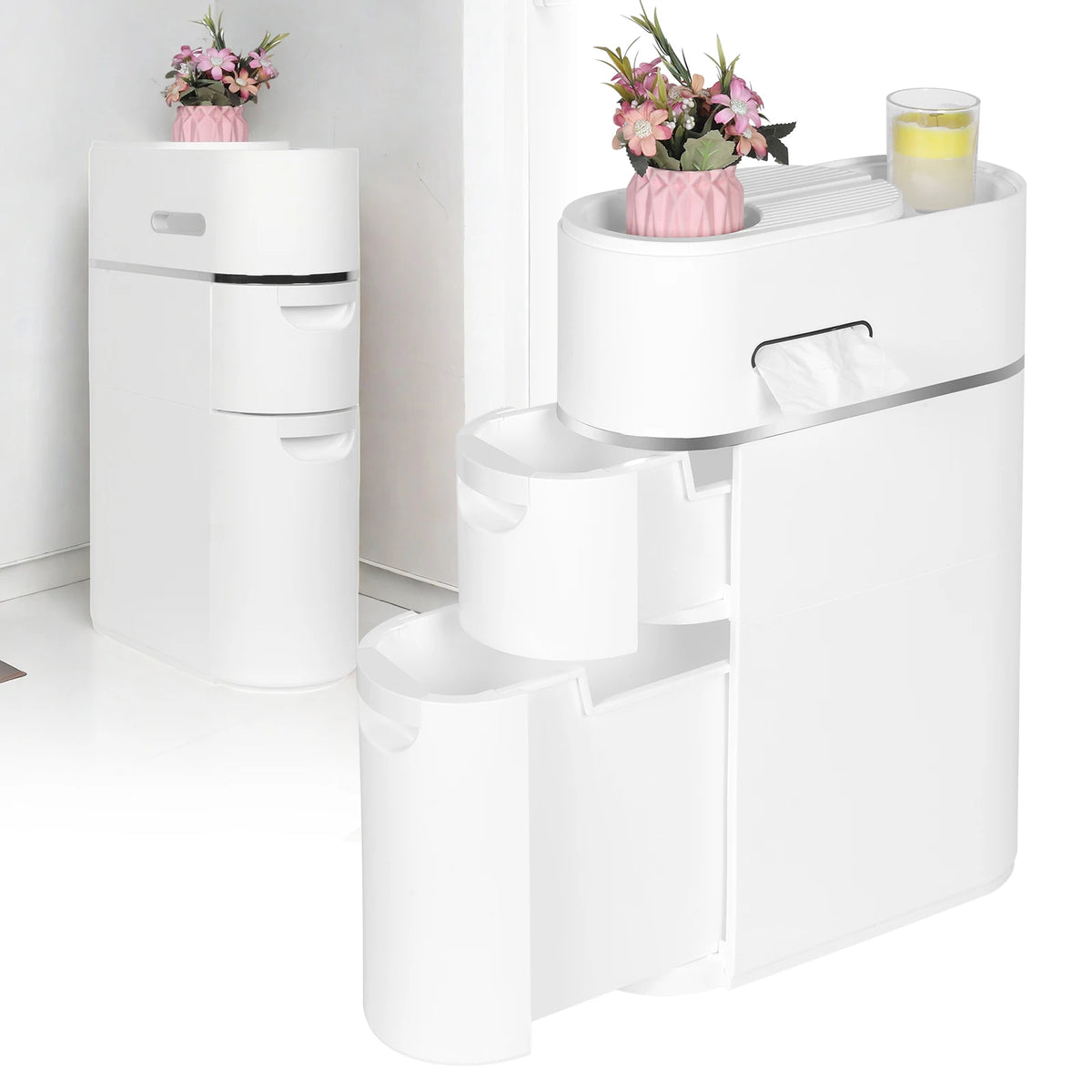 Tiers Narrow Storage Cabinet Waterproof Plastic Storage Cabinet Large Capacity Slim Bathroom Storage Cabinet Bedroom Accessories