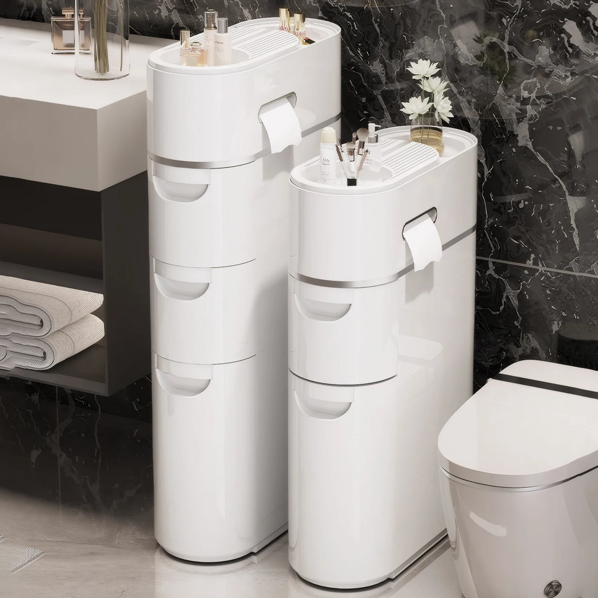 Tiers Narrow Storage Cabinet Waterproof Plastic Storage Cabinet Large Capacity Slim Bathroom Storage Cabinet Bedroom Accessories
