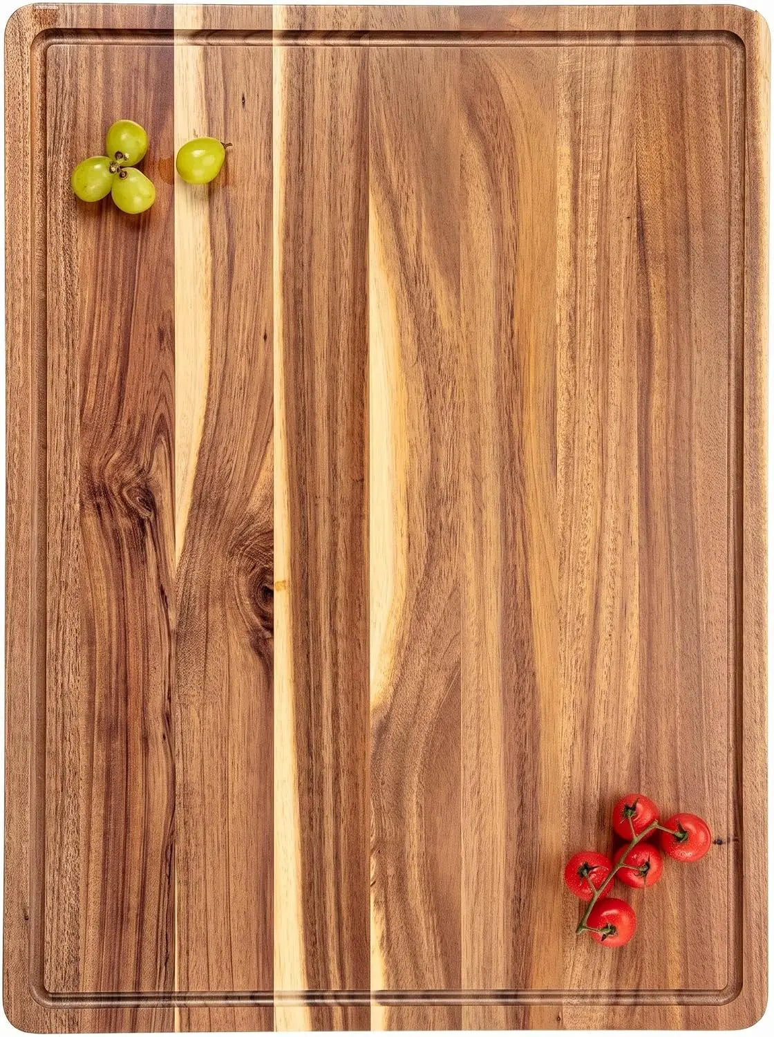 Acacia Wood Cutting Board, Chopping Board with Juice Groove Thick Solid Wood | Professional Butcher Block | Deep Juice Groove | Heavy Duty Construction