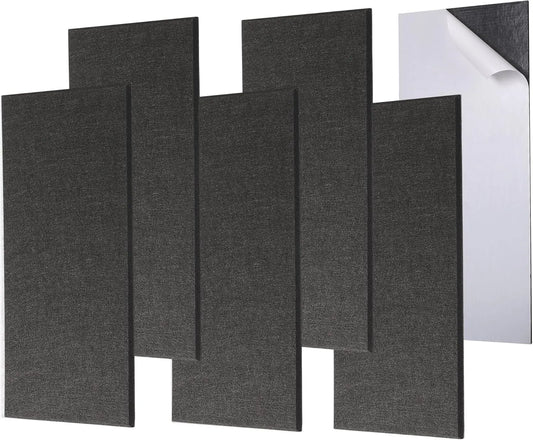 6PCS Large Soundproof Wall Panels Decoration Black Acoustic Panels High Density Sound-absorbing Panels Sound Noise Insulation Soundproofing Pads Felt Bulletin Cork Wall Tiles Boards For Walls Studio KTV Home Office Christmas