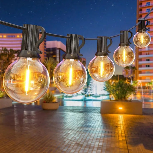 Outdoor Solar String Lights, 64FT G40 Bulbs Shatterproof Patio Lights, Waterproof Dimmable Hanging Outdoor Lights, Connectable LED Outside Lights for Backyard Yard Gazebo Porch Party