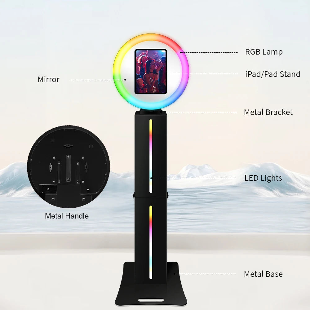 iPad Photo Booth Kit with Flight Case 10.5 11 12.9 13 inch iPad Pro Photobooth Black Selfie Kiosk Wedding Party