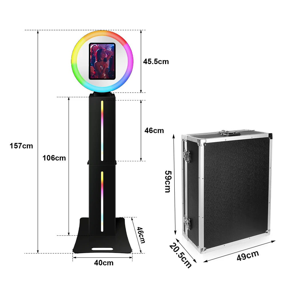 iPad Photo Booth Kit with Flight Case 10.5 11 12.9 13 inch iPad Pro Photobooth Black Selfie Kiosk Wedding Party