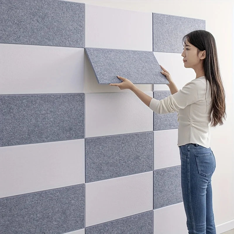 6PCS Large Soundproof Wall Panels Decoration Black Acoustic Panels High Density Sound-absorbing Panels Sound Noise Insulation Soundproofing Pads Felt Bulletin Cork Wall Tiles Boards For Walls Studio KTV Home Office Christmas