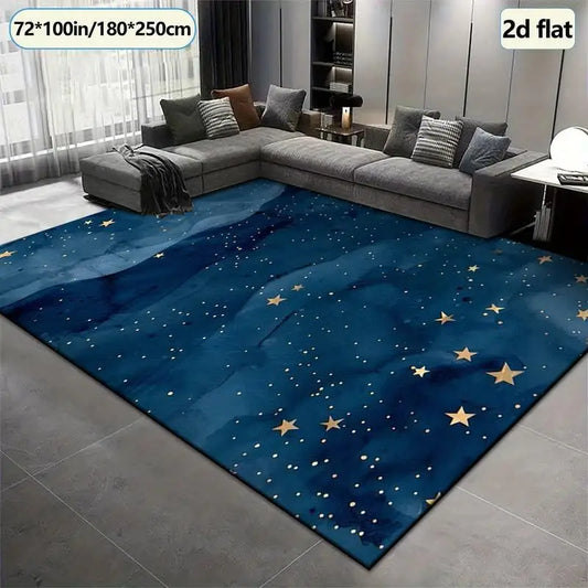 1 Piece of Abstract Deep Blue Starry Sky Watercolor Painting Microfiber Carpet, Soft and Comfortable, Suitable for All Seasons, Lightweight and Easy to Maintain, Home Decor, Bedroom, Living Room, Entryway, Winter, Autumn Room