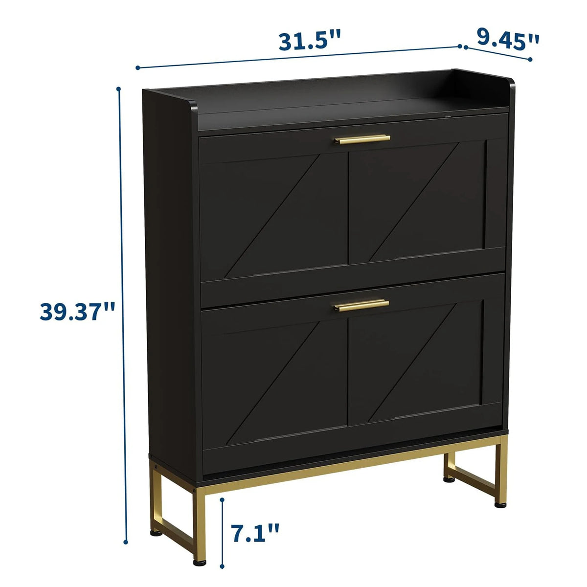 Narrow Shoe Cabinet For Entryway With 2-Tier Flip Drawers, Adjustable Shelves, Dustproof Back Panel, Freestanding Organizer