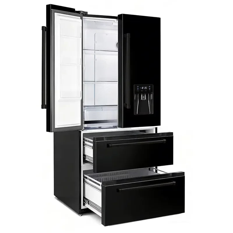 French-style 4-door Stainless Steel Frost-Free Electric Refrigerator with Direct Cooling and Water Dispenser