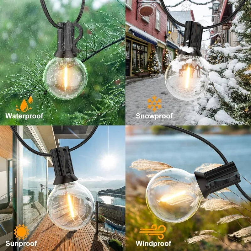 Outdoor Solar String Lights, 64FT G40 Bulbs Shatterproof Patio Lights, Waterproof Dimmable Hanging Outdoor Lights, Connectable LED Outside Lights for Backyard Yard Gazebo Porch Party