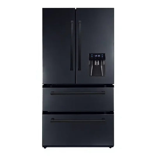 French-style 4-door Stainless Steel Frost-Free Electric Refrigerator with Direct Cooling and Water Dispenser