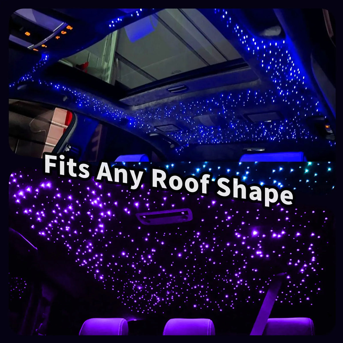 16W RGBW Starlight Headliner Kit, 500/550pcs 0.03in 2m‑3m Fiber Optic Lights, Twinkle Effect & Music Sync Mode, App & Remote Control, Car Roof Ceiling Starry Sky Lighting Kit for Auto Interior Decoration