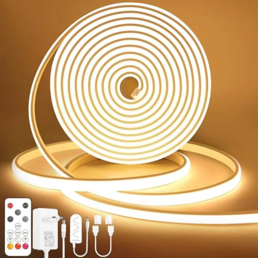 LED Neon Lights, Dimmable Led Rope Flex, 24V Waterproof LED Strip Lights, Silicone 3000K Neon Strip Lighting for Bedroom Indoor