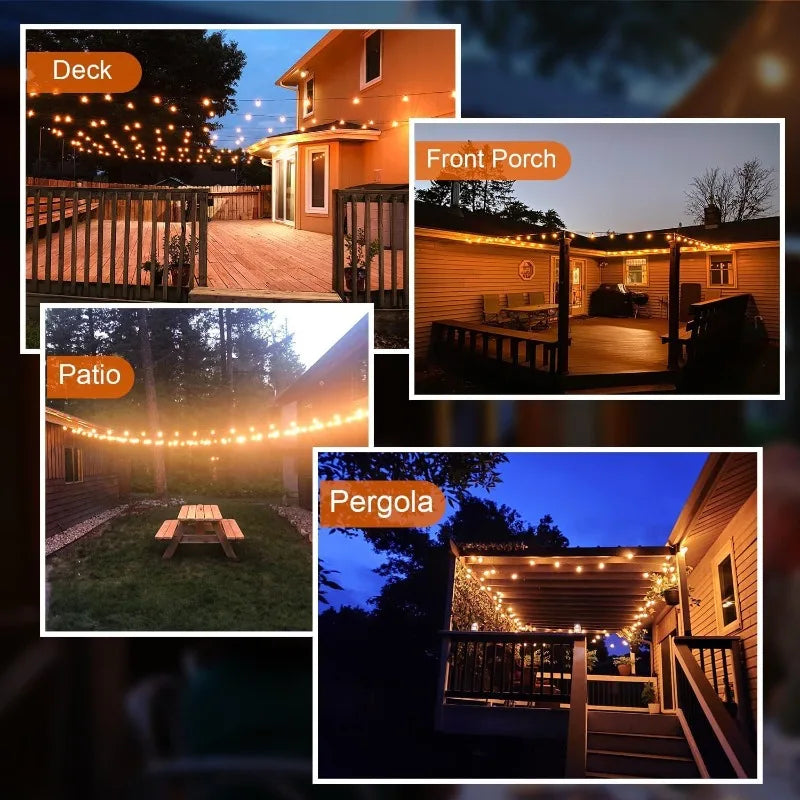 Outdoor Solar String Lights, 64FT G40 Bulbs Shatterproof Patio Lights, Waterproof Dimmable Hanging Outdoor Lights, Connectable LED Outside Lights for Backyard Yard Gazebo Porch Party