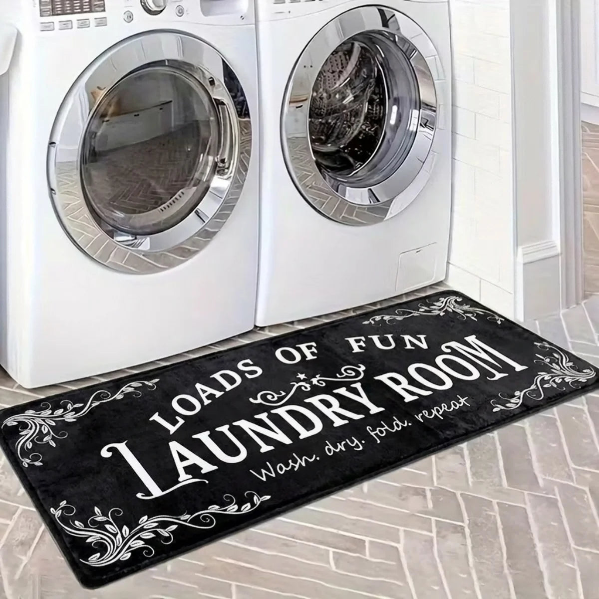 Square Kitchen Mat Soft Plush Flannel Rug Water Absorbent Non Slip Floor Carpet for Bathroom