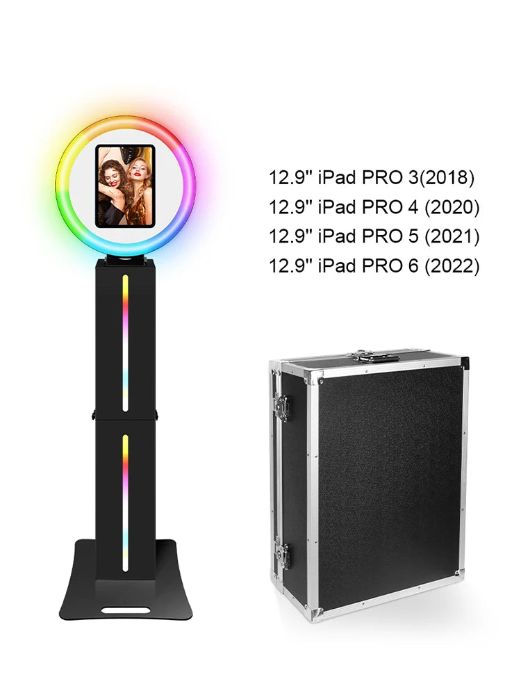 iPad Photo Booth Kit with Flight Case 10.5 11 12.9 13 inch iPad Pro Photobooth Black Selfie Kiosk Wedding Party