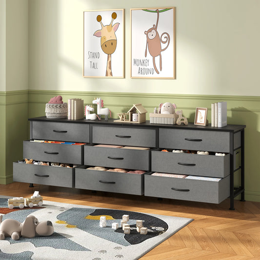 MCQ Large Capacity 9 Drawers Fabric Cabinet Entertainment Center Up 55 IN to 75 IN TV Stand Storage Tables Display Of Furniture