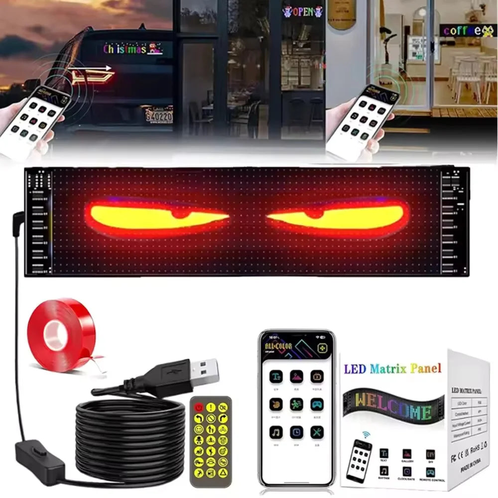Car Devil Eyes Light Led Soft Screen DIY Colorful Car Windshield Dynamic LED Smart Phone App Control Flexible Matrix Screen