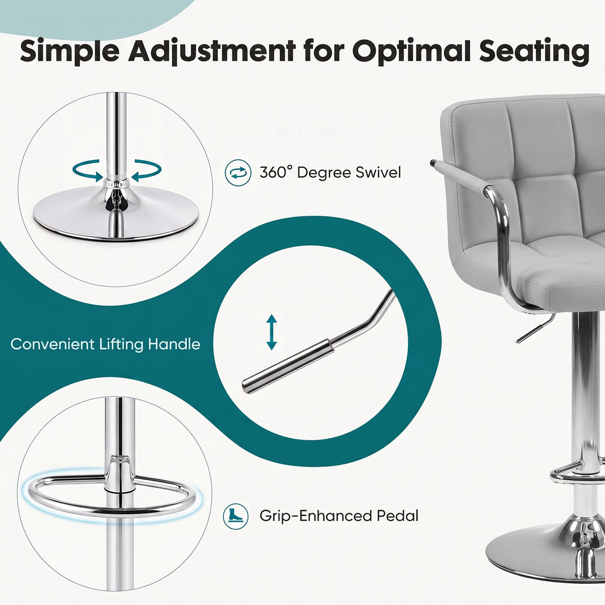 MCQ Ergonomic PU Leather Swivel Office Desk Chair with Arm Mid Back with Lumbar Support Height Adjustable 360° Swivel Computer Gaming Chair