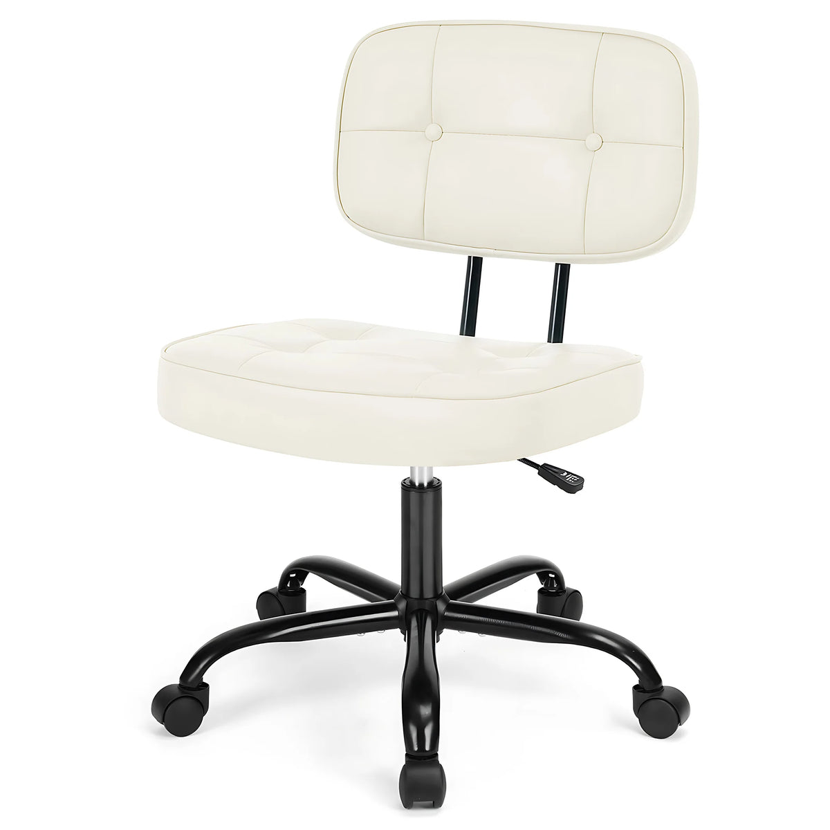 JHK Armless PU Leather Ergonomic Office Chair with Lumbar Support Rolling Swivel Adjustable Height Home Office Desk Chair