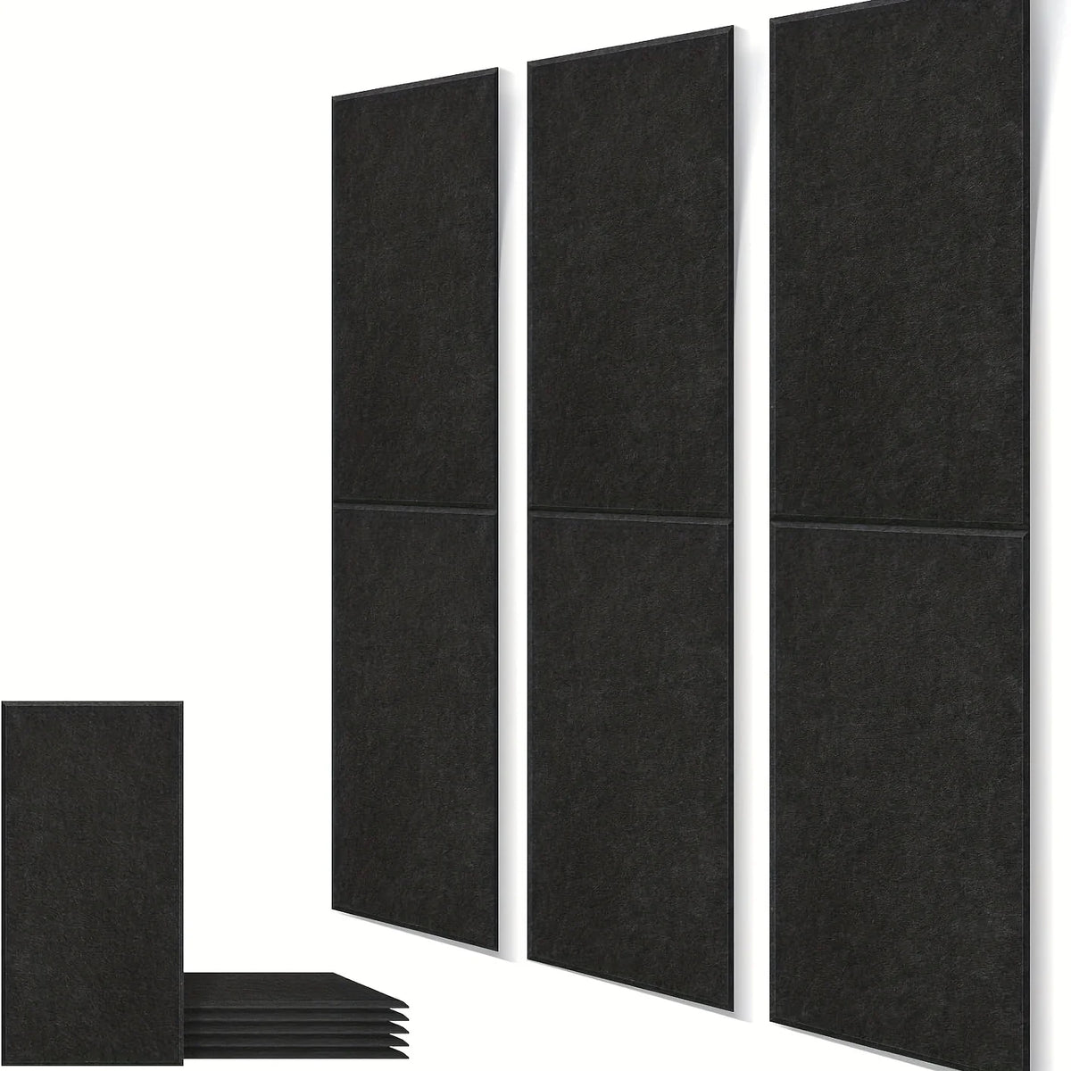 6PCS Large Soundproof Wall Panels Decoration Black Acoustic Panels High Density Sound-absorbing Panels Sound Noise Insulation Soundproofing Pads Felt Bulletin Cork Wall Tiles Boards For Walls Studio KTV Home Office Christmas